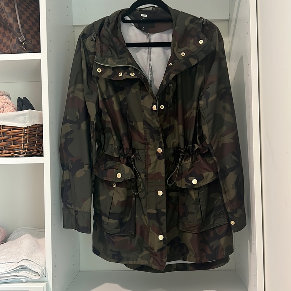 JCREW Camo rain coat